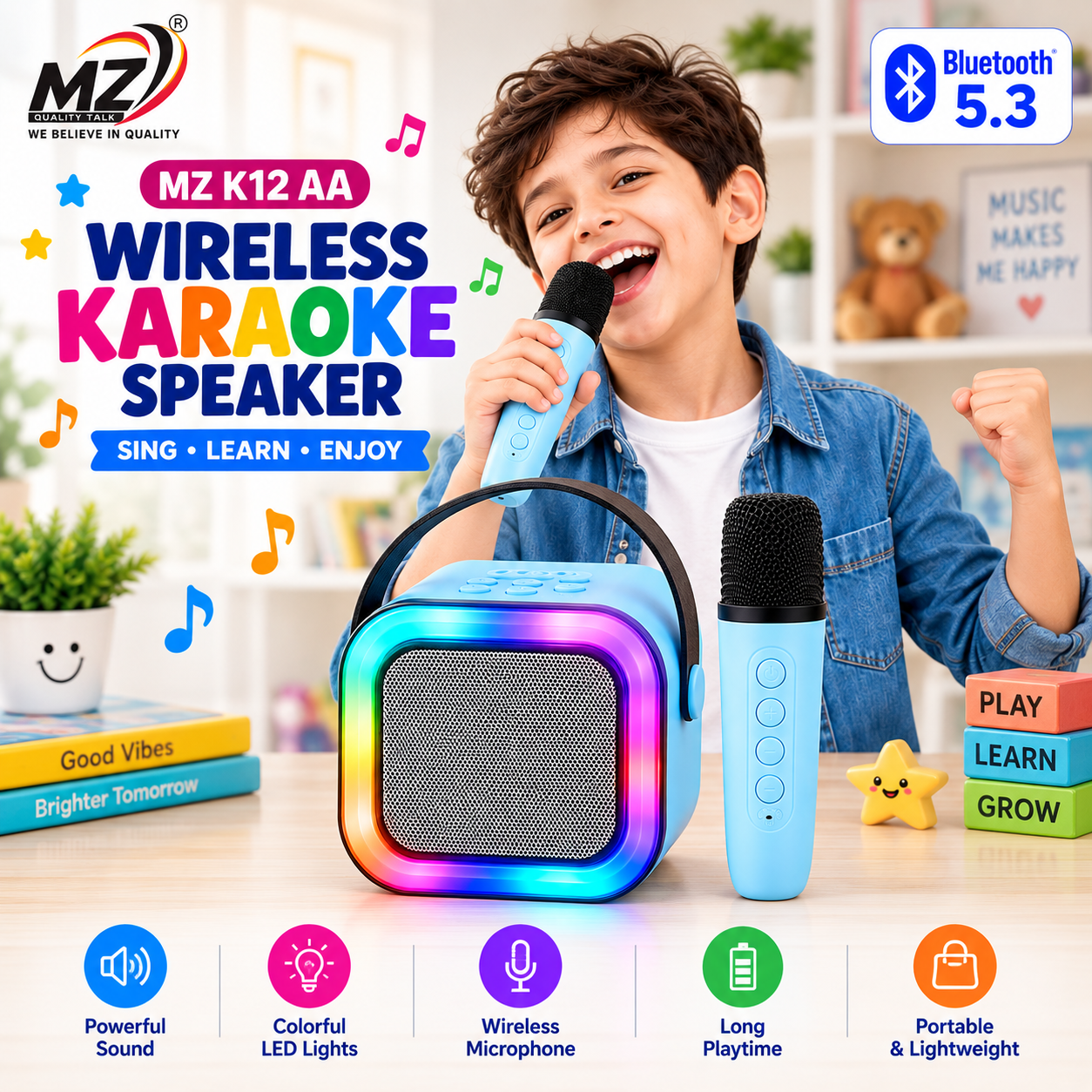 Wireless Karaoke Speaker with Wireless Microphone